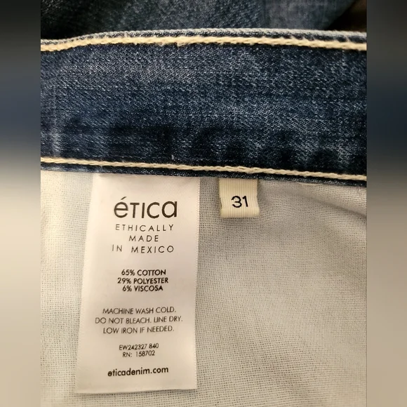 Etica Jeans Womens Sz 31 Blue Iris Relaxed Barrel High Waist Ethically Made NWT - Picture 14 of 15